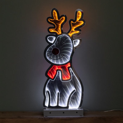 Samuel Alexander White/Red Infinity Standing Christmas Reindeer With Metal Base, And Leds 40Cm