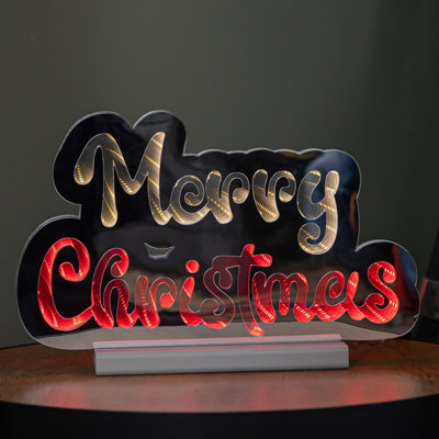 32cm Light Up Merry Christmas Infinity Light With Red & White LEDs On Base - Samuel Alexander  | TJ Hughes - Image 10