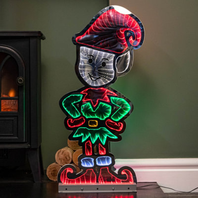 Samuel Alexander Red/Green Infinity Elf In Boots On Metal Base With And Leds 60Cm