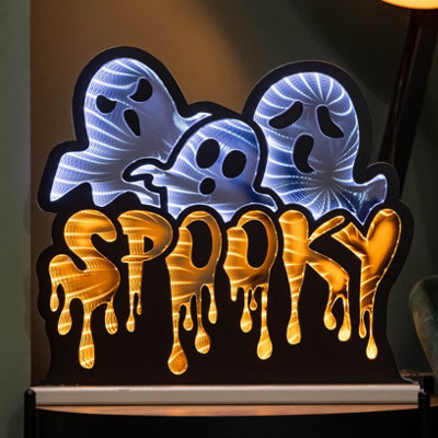 Samuel Alexander 40Cm Spooky Ghost Halloween Infinity Light With Orange And White Leds from B&Q