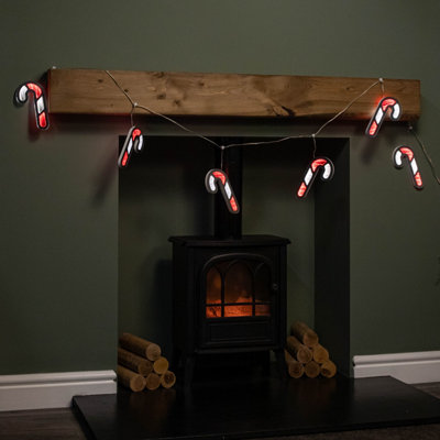 B&Q -  1.75M 6 Infinity Hanging Christmas Candy Cane Garland With Red And White Leds