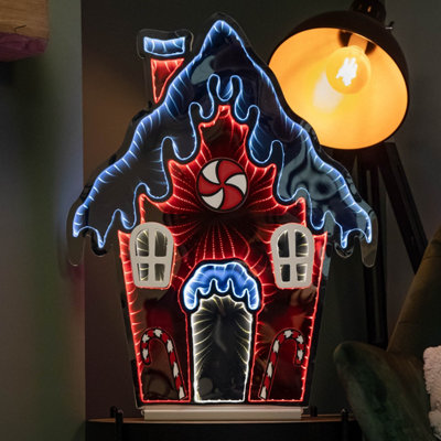Samuel Alexander Light/Red/White Up Gingerbread House Christmas Decoration With And Leds 66Cm