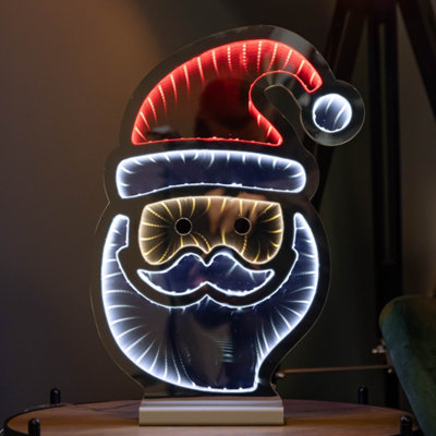 B&Q -  40Cm Light Up Santa's Face Infinity Christmas Decoration With Red And White Leds
