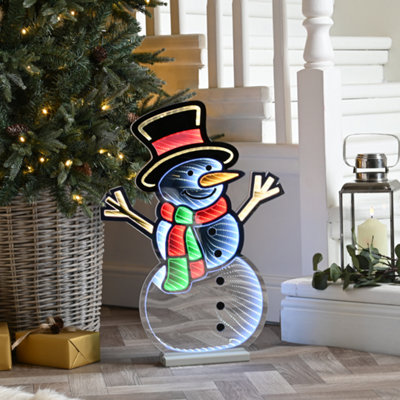 Samuel Alexander 60cm Snowman Christmas Infinity Light - Multi-Coloured LEDs - Image 7