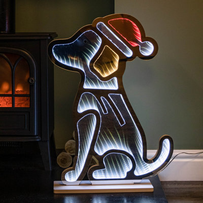 60cm Light up Sitting Dog in Santa Hat Infinity Christmas Decoration with LEDs - Samuel Alexander  | TJ Hughes - Image 10
