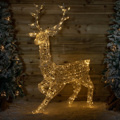 Samuel Alexander Light/White Up Soft Acrylic Christmas Stag With 300 Warm Leds 1.4M
