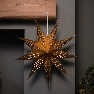 Samuel Alexander Unisex Gold 50Cm Battery Powered Light Up Origami Hanging Christmas Star With Leds - Image 6