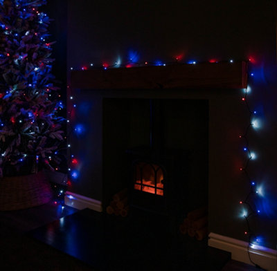 Samuel Alexander Blue/Red/White 200 Led Supabrights Multi-Action Christmas String Lights With Timer In & 16M