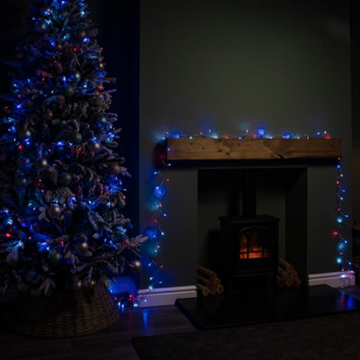 Samuel Alexander Blue/Red/White 200 Led Supabrights Multi-Action Christmas String Lights With Timer In & On Clear Cable 16M