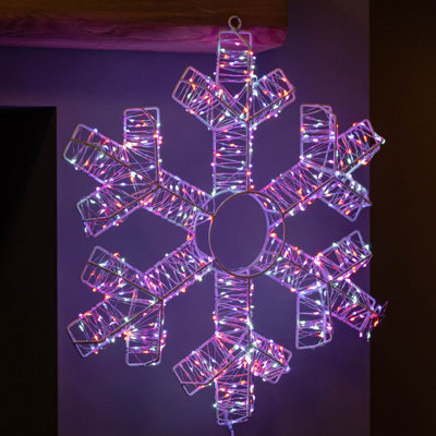 Samuel Alexander 45Cm Up Metal Hanging Christmas Snowflake With 600 Rainbow Leds Light/White