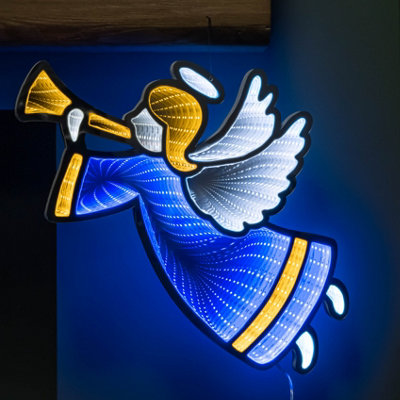Samuel Alexander 40Cm Infinity Hanging Christmas Angel With And Leds Blue/Gold