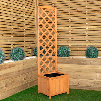 1.6M Samuel Alexander Natural Wooden Freestanding Garden Trellis With Raised Bed Planter from B&Q