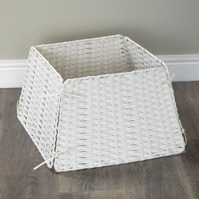47Cm X 46Cm Samuel Alexander Foldable Faux Rattan Christmas Tree Skirt In White from B&Q