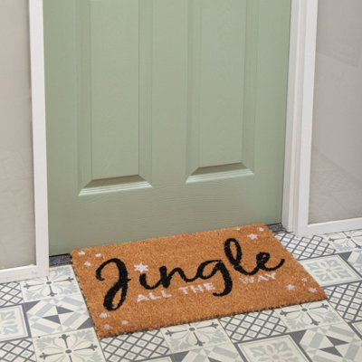 Samuel Alexander 60Cm X 40Cm Jingle All The Way Coir Doormat With Pvc Backing from B&Q
