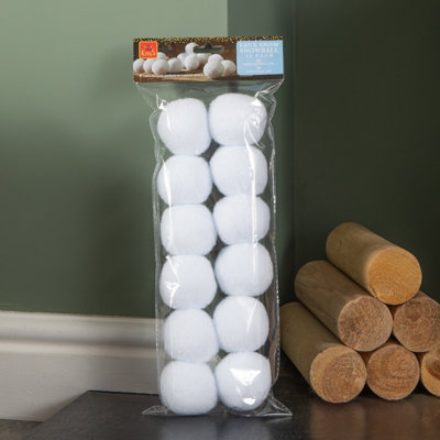 Samuel Alexander 6Cm 12 Pack Of White Fabric Christmas Faux Snowballs from B&Q