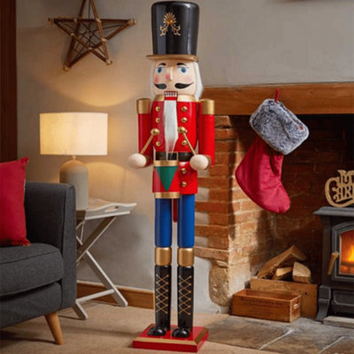 B&Q -  1.5M (5Ft) Tall Wooden Hand Painted Christmas Nutcracker Decoration