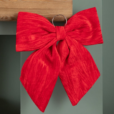 Samuel Alexander 44Cm Red Luxurious Velvet Hanging Christmas Bow Decoration from B&Q