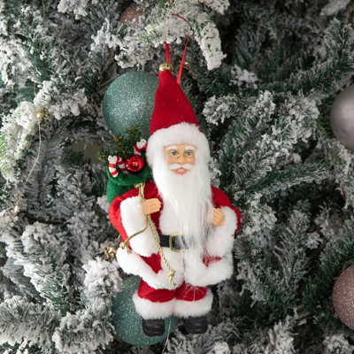 B&Q -  24Cm Red And White Traditional Hanging Santa Christmas Pendant
