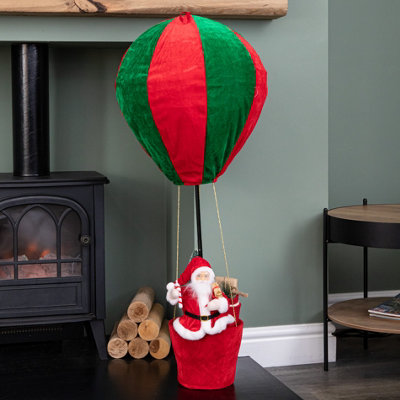 Samuel Alexander 1M Large Red And Green Santa's Hot Air Balloon Hanging Christmas Decoration from B&Q