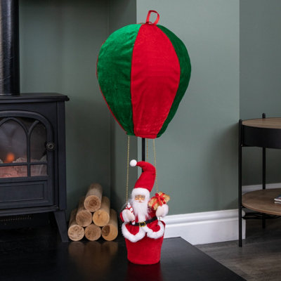Samuel Alexander 80Cm Red And Green Santa's Hot Air Balloon Hanging Christmas Decoration from B&Q