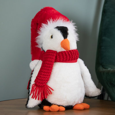 Samuel Alexander 30Cm Soft Cuddly Puppa Penguin Christmas Decoration With Santa Hat from B&Q