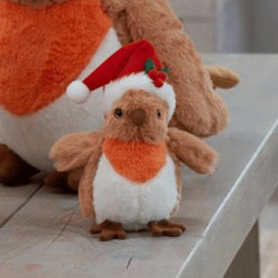 Samuel Alexander 23Cm Plush Christmas Robin Decoration With Santa Hat from B&Q
