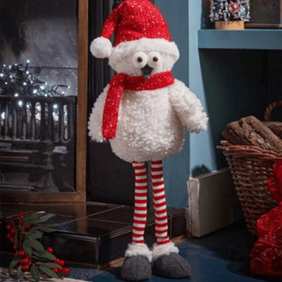 Samuel Alexander 60Cm Large Standing Plush Christmas Goggle Owl With Santa Hat from B&Q