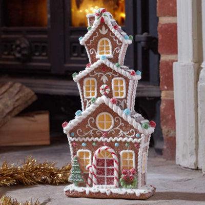 Samuel Alexander 30Cm Large Candy Townhouse Christmas Decoration, Brown - Image 6