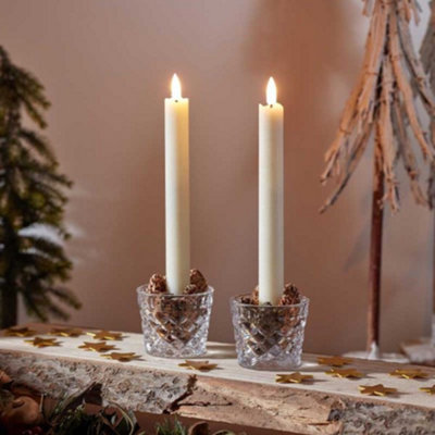 B&Q -  25Cm Set Of 2 Battery Operated Cream Flameless Led Table Candles