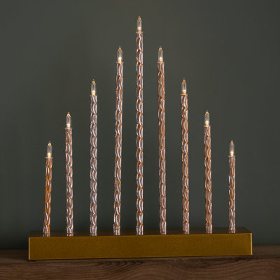 B&Q -  26Cm Battery Operated Gold Light Up Christmas Candle Bridge With 9 Warm White Leds