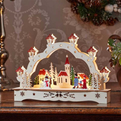 Samuel Alexander 28Cm Battery Operated Wooden Christmas Festive Village With Leds from B&Q