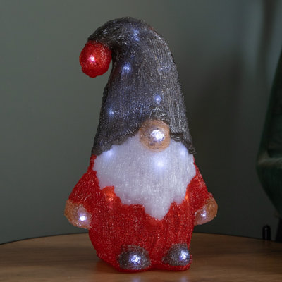 B&Q -  30Cm Battery Operated Light Up Christmas Gonk With Cool White Leds