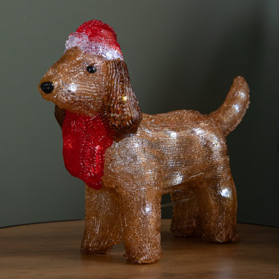 B&Q -  25Cm Battery Operated Light Up Christmas Ice Dachshund With 30 Cool White Leds