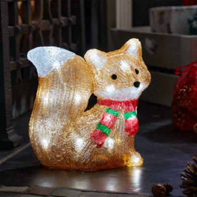 Samuel Alexander Light/White Battery Operated Up Christmas Ice Fox With 24 Cool Leds 19Cm