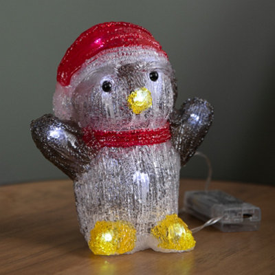 Samuel Alexander 16Cm Battery Operated Light Up Christmas Ice Penguin With 12 Cool White Leds from B&Q