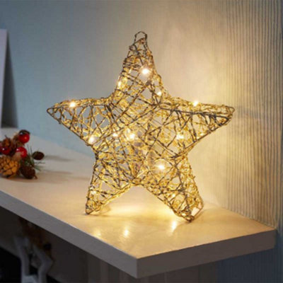 Samuel Alexander 30Cm Battery Operated Weave Wonder Starlet Christmas Star With Leds Gold