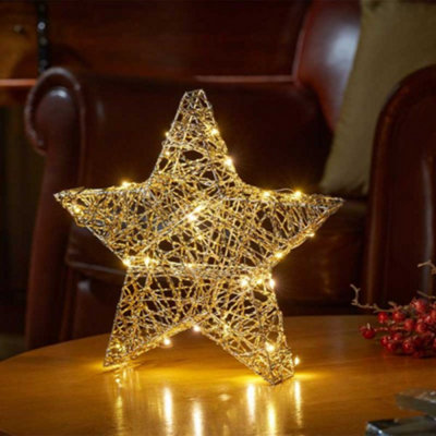 Samuel Alexander Gold Battery Operated Weave Wonder Starlet Christmas Star With Leds 20Cm