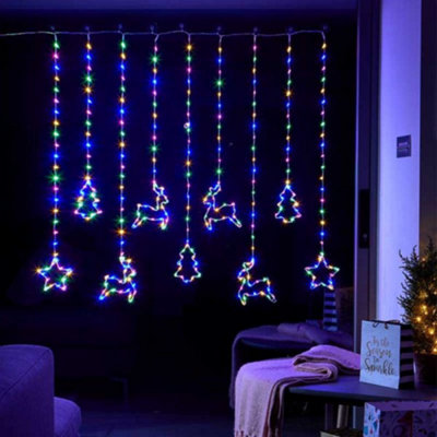 Rackhams Light 1.2 X 1.1M Christmas Window Curtain With 327 Multi-Coloured Leds - Image 11