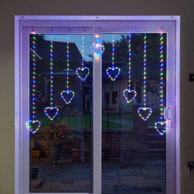 Samuel Alexander 1.2 X 1.2M Light Up Christmas Heart Curtain Lights With 229 Multi-Coloured Leds from B&Q