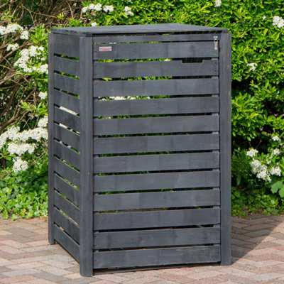 B&Q -  74Cm X 1.16M Outdoor Wooden Garden Wheelie Bin Store Storage For 1 Bin In Dark Grey