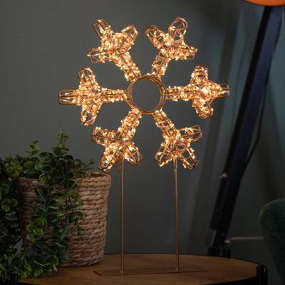 Samuel Alexander 45Cm Light Up Rose Gold Christmas Snowflake On Metal Stand With Twinkling Warm White Leds from B&Q