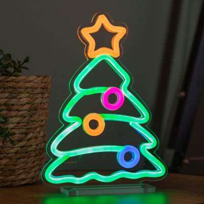 Samuel Alexander 25Cm Light Up Christmas Tree Table Top Neon Sign from B&Q
