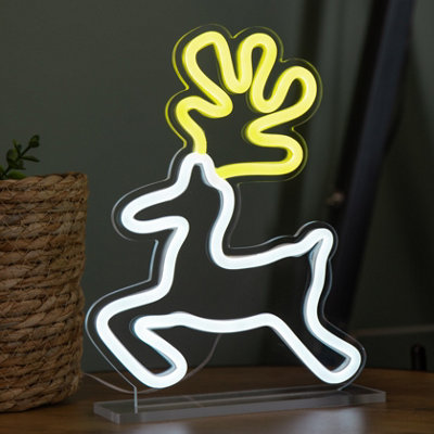 Samuel Alexander Light Up Christmas Reindeer Table Top Neon Sign 25Cm