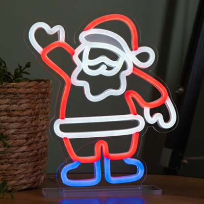 Samuel Alexander 25Cm Light Up Waving Santa Christmas Table Top Neon Sign from B&Q