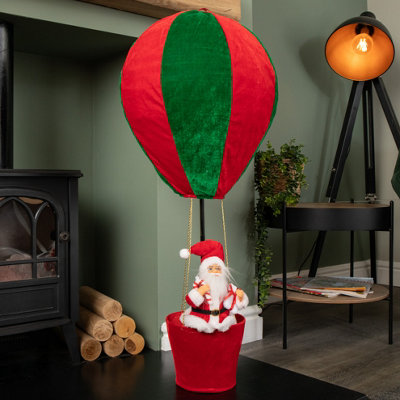 Samuel Alexander 1M Tall Plush Santa Christmas Hot Air Balloon With Extension Pole Hanging Or Table Decoration from B&Q