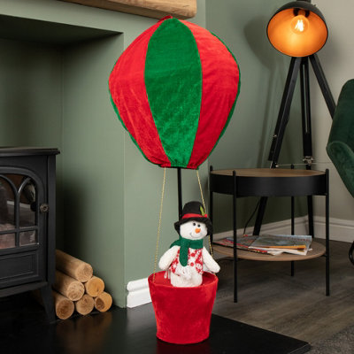Samuel Alexander 1M Tall Plush Snowman Christmas Hot Air Balloon With Extension Pole Hanging Or Table Decoration from B&Q
