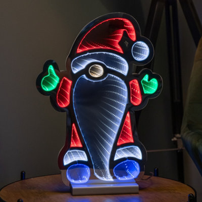 Samuel Alexander 40Cm Light Up Standing Gnome Christmas Infinity Decoration On Wooden Base With Leds from B&Q