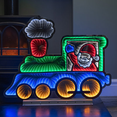 B&Q -  63Cm Light Up Christmas Train Infinity Decoration With Santa & Leds