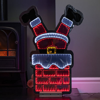 Samuel Alexander 60Cm Light Up Santa's Leg In Chimney Christmas Infinity Decoration With Leds - Red / White - Image 4