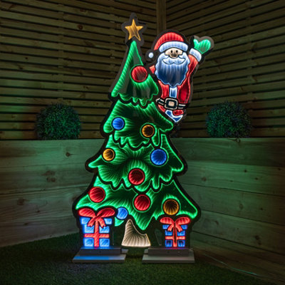 B&Q -  1.2M Light Up Christmas Tree With Santa Infinity Decoration With Multi-Coloured Leds - Image 6